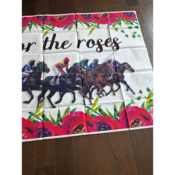 "Run For The Roses" Horse Racing Banner Flag 43" x 69" Large - Picture 2 of 8